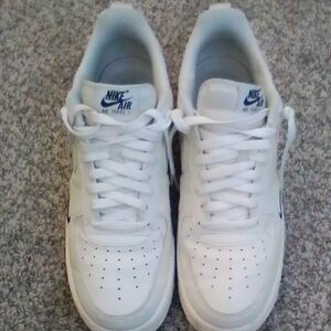 Nike Air Force 1 Men's White and Blue Sneakers. Special Edition!
